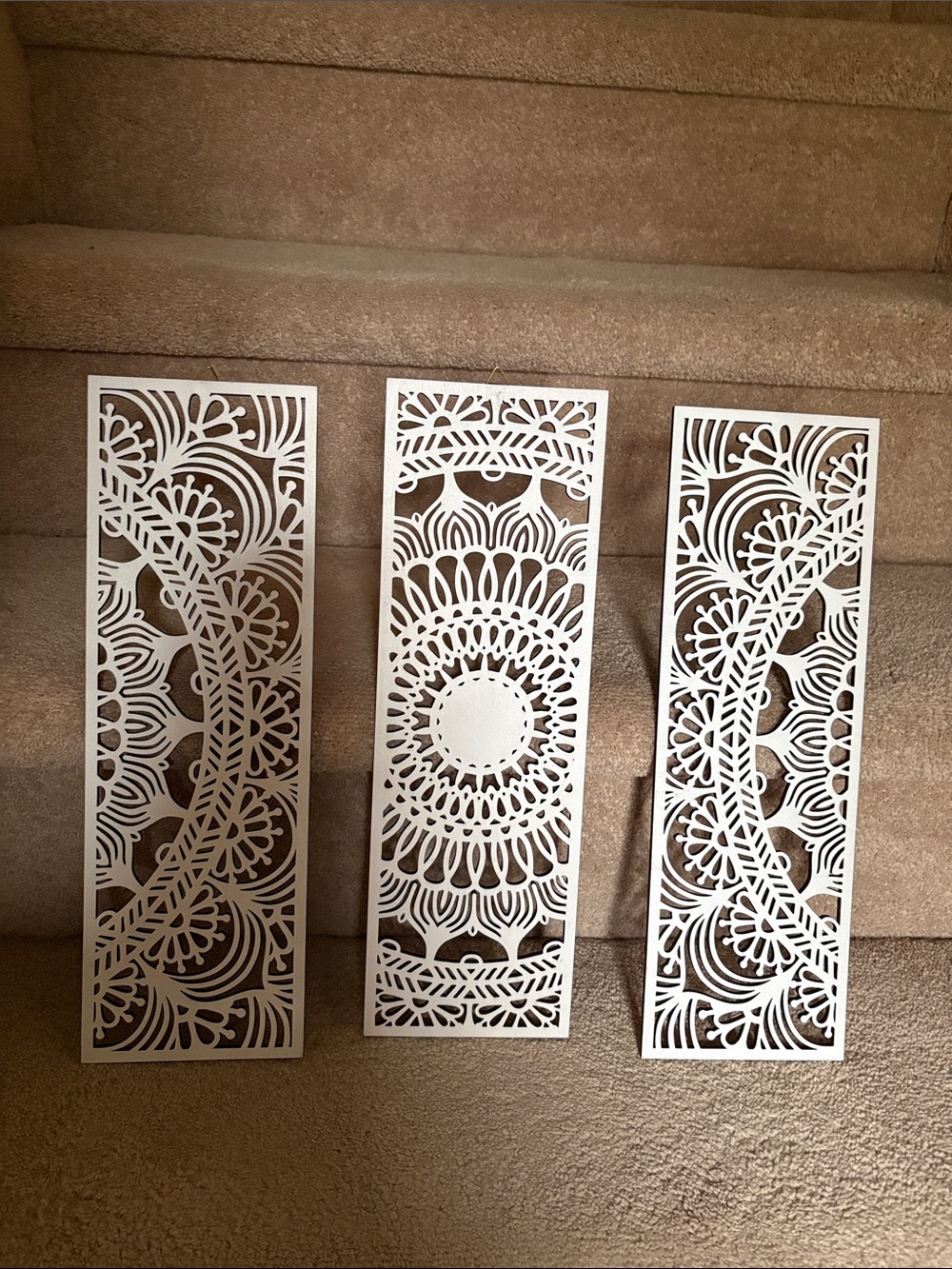 Cream Ornamental Laser-Cut Wall Panels - Set of 3
